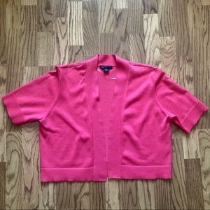 Short Shrug Elbow Sleeve Sweater, Coral